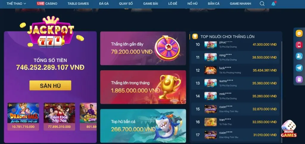 Các trò chơi nổ hũ và slot game của ps99
